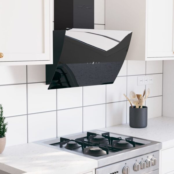 Provira Wandafzuigkap 60 cm staal en gehard glas zwart