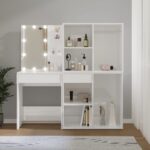 Provira Kaptafel met 2 kastjes en LED's bewerkt hout hoogglans wit