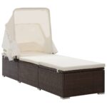 Provira Ligbed met luifel en kussen poly rattan bruin