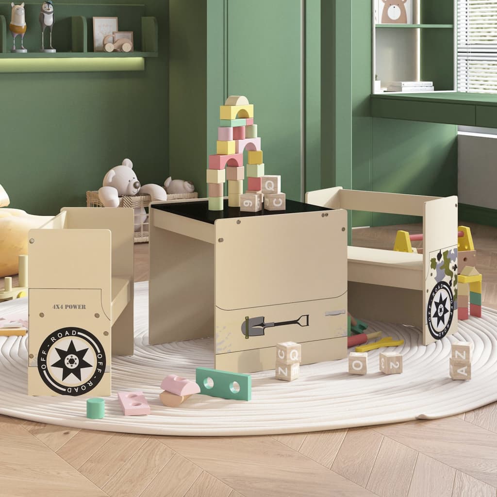 8720286669464_m_en_hd_1 Provira 3-delige Kindertafel- en stoelenset off-road-auto-ontwerp MDF - Image 1