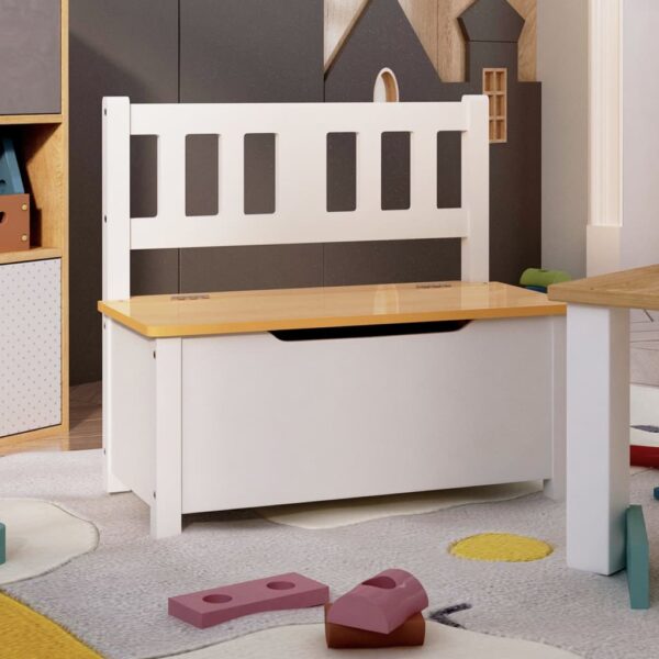 Provira Kinderopbergbankje 60x30x55 cm MDF wit en beige