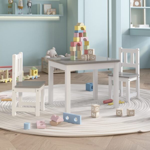 Provira 3-delige Kindertafel- en stoelenset MDF wit en grijs