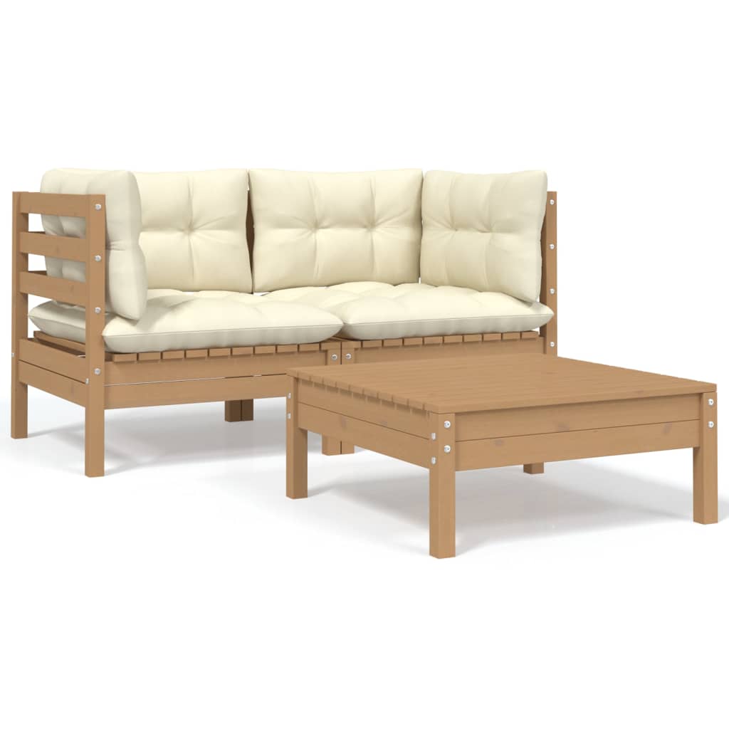 8720286671115_a_en_hd_1 Provira 3-delige Loungeset met crèmekleurige kussens massief grenenhout - Image 1