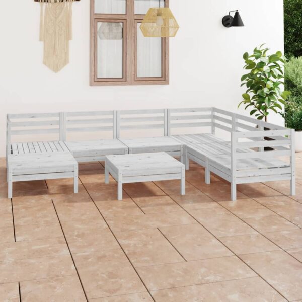 3082980 Provira 8-Delige Tuinloungeset Massief Hout Grenen Wit