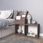 Provira Kindertijdschriftenrek 71x30x78,5 cm hout grijs en eikenkleur