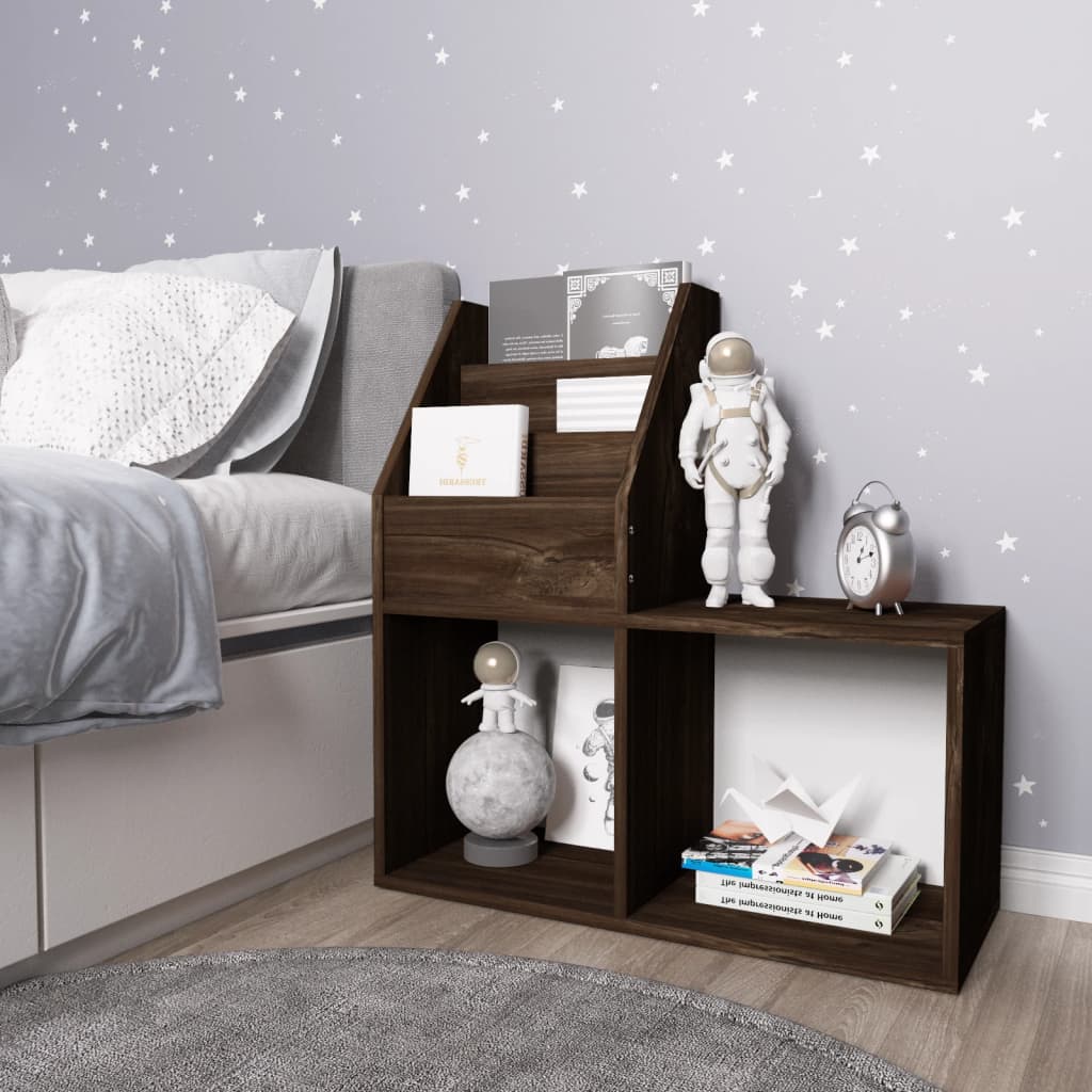 8720286698419_m_en_hd_1 Provira Kindertijdschriftenrek 71x30x78,5 cm bewerkt hout gerookt eiken - Image 1