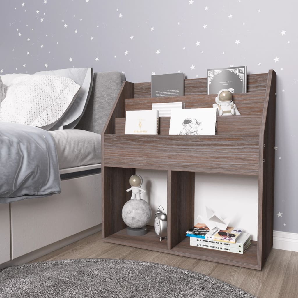 8720286698471_m_en_hd_1 Provira Kindertijdschriftenrek 71x30x78,5 cm hout grijs en eikenkleur - Image 1
