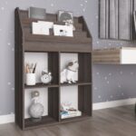 Provira Kindertijdschriftenrek 71x30x114 cm bewerkt hout grijs en eiken