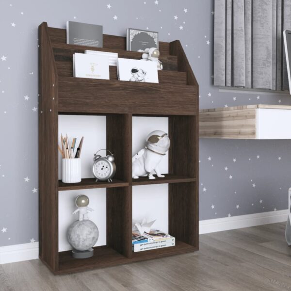 Provira Kindertijdschriftenrek 71x30x114 cm bewerkt hout gerookt eiken