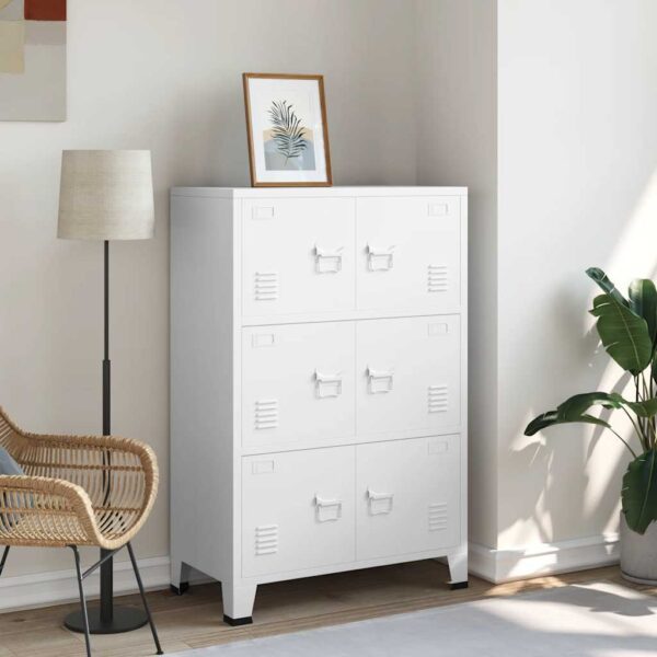 Provira Opbergkast industrieel 75x40x115 cm metaal wit