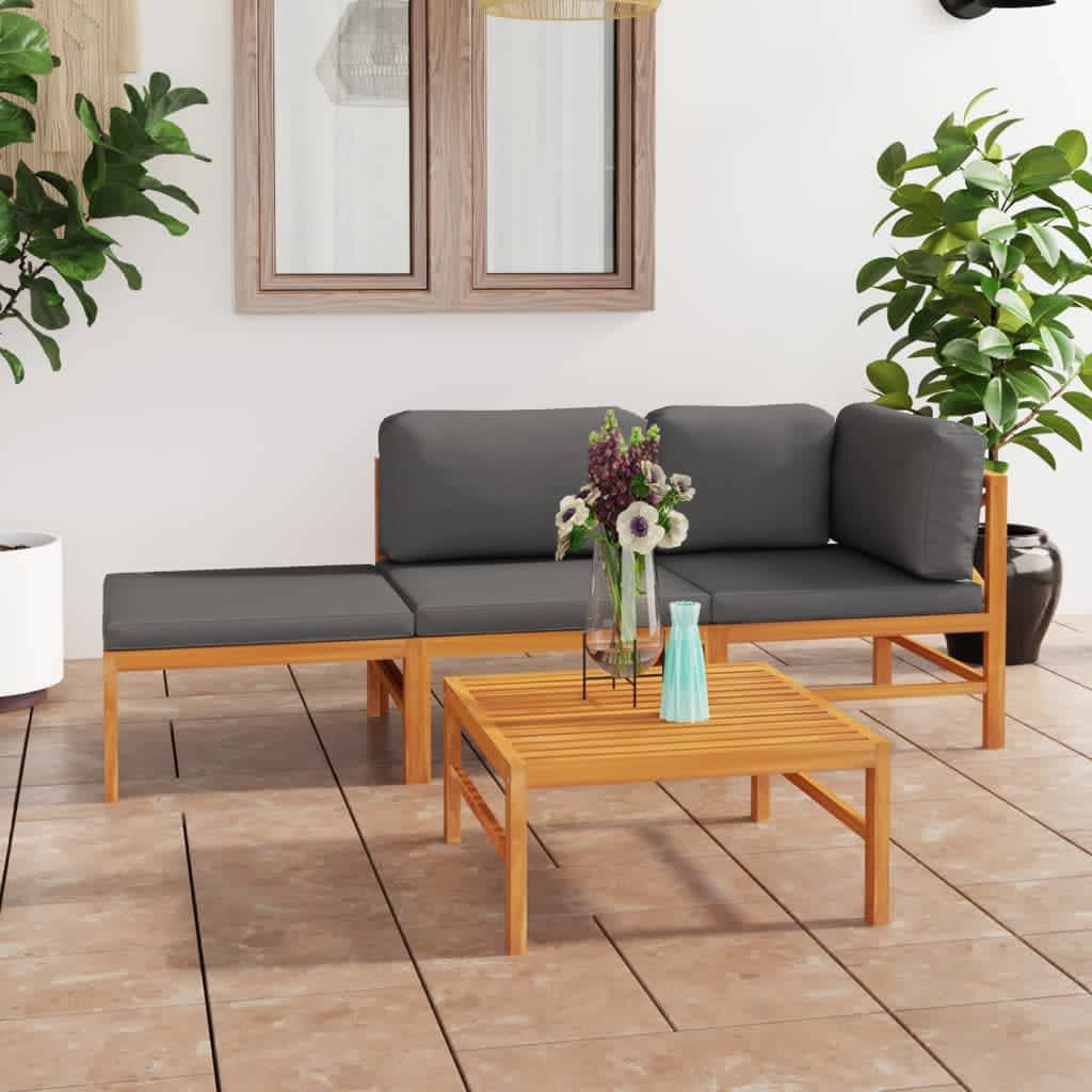 8720286704233_m_en_hd_1 Provira 4-delige Loungeset met grijze kussens massief teakhout - Image 1