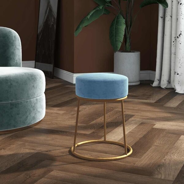 Provira Hocker rond fluweel lichtblauw