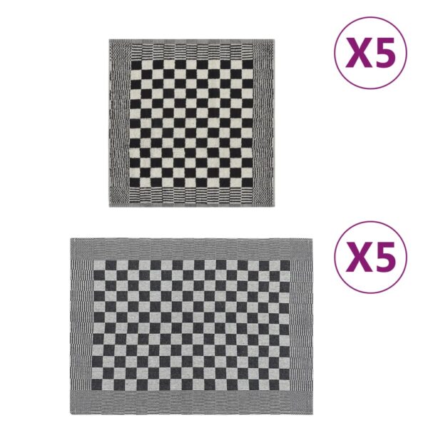 Provira 10-delige Keukendoekenset katoen zwart en wit