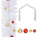 Provira Kerstslinger versierd met kerstballen 10 m wit