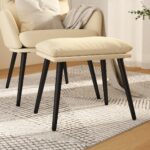 Provira Voetenbank 45x29,5x35 cm stof crèmekleurig