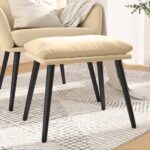 Provira Voetenbank 45x29,5x35 cm fluweel crèmewit