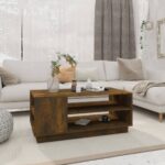 Provira Salontafel 102x55x43 cm bewerkt hout gerookt eikenkleurig