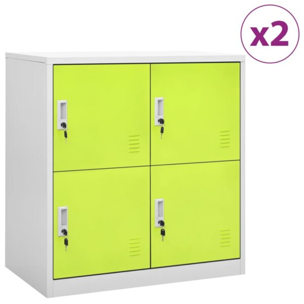 Provira Lockerkasten 2 st 90x45x92,5 cm staal lichtgrijs en groen
