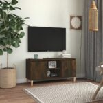 Provira Tv-meubel met houten poten 103,5x35x50 cm gerookt eikenkleurig