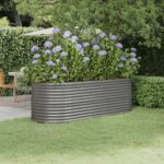 Provira Plantenbak 224x80x68 cm gepoedercoat staal grijs