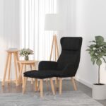 Provira Relaxstoel met voetenbank fluweel zwart