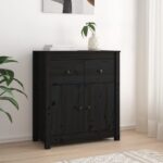Provira Dressoir 70x35x80 cm massief grenenhout zwart