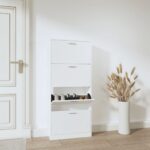 Provira Schoenenkast 59x17x150 cm bewerkt hout wit