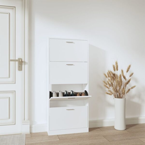 Provira Schoenenkast 59x17x150 cm bewerkt hout wit