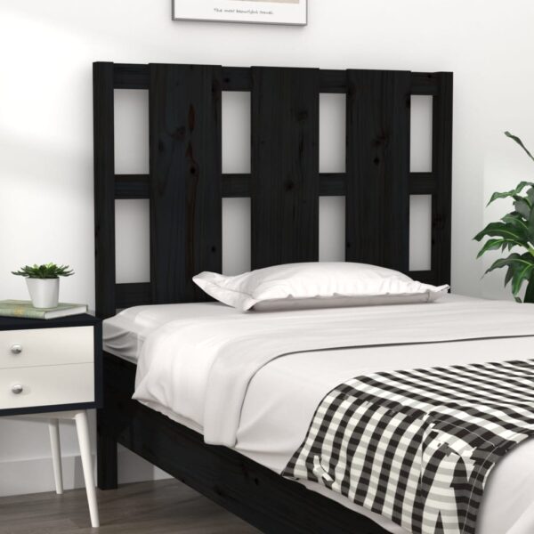 Provira Hoofdbord 105,5x4x100 cm massief grenenhout zwart