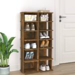 Provira Schoenenrekken 2 st 27,5x27x102 cm bewerkt hout gerookt eiken