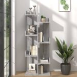 Provira Boekenkast 48x25,5x140 cm bewerkt hout grijs sonoma eikenkleur