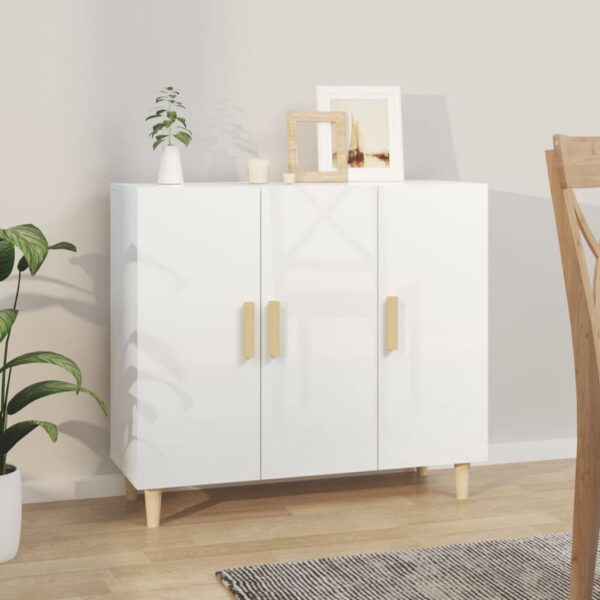 Provira Dressoir 90x34x80 cm bewerkt hout hoogglans wit