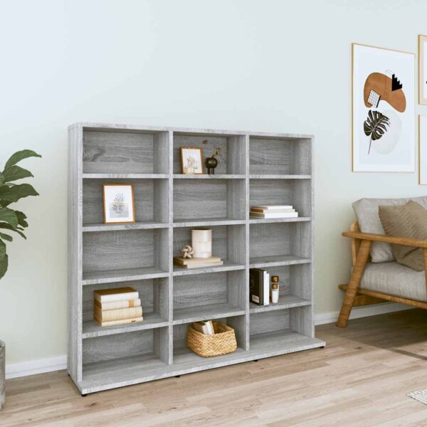 Provira Cd-kast 102x23x89,5 cm bewerkt hout grijs sonoma eikenkleurig
