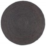 Provira Vloerkleed handgemaakt rond 210 cm jute donkergrijs