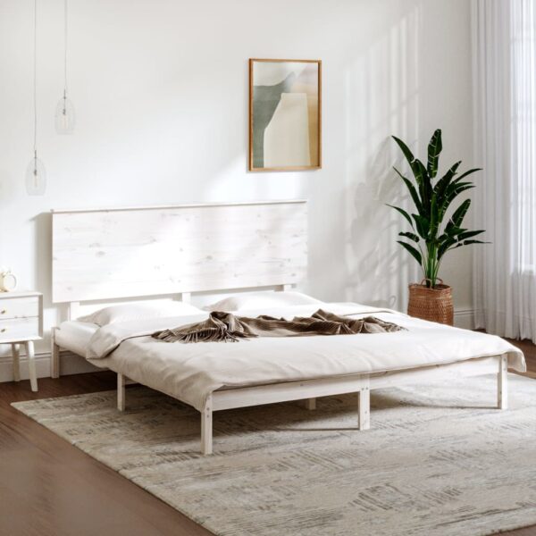 Provira Bedframe zonder matras massief grenenhout wit 200x200 cm