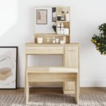 Provira Kaptafel met spiegel 86,5x35x136 cm sonoma eikenkleurig