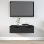 Provira Wandkast 68x30x20 cm bewerkt hout zwart