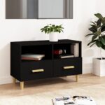 Provira Tv-meubel 80x36x50 cm bewerkt hout zwart