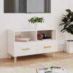 Provira Tv-meubel 80x36x50 cm bewerkt hout hoogglans wit