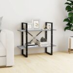 Provira Boekenkast met 2 schappen 80x30x70 cm bewerkt hout grijs sonoma
