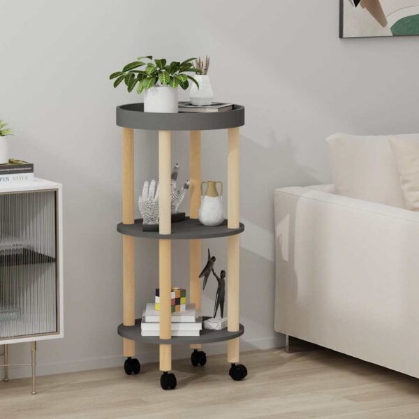 Provira Trolley 38x38x82cm bewerkt hout en massief grenenhout grijs
