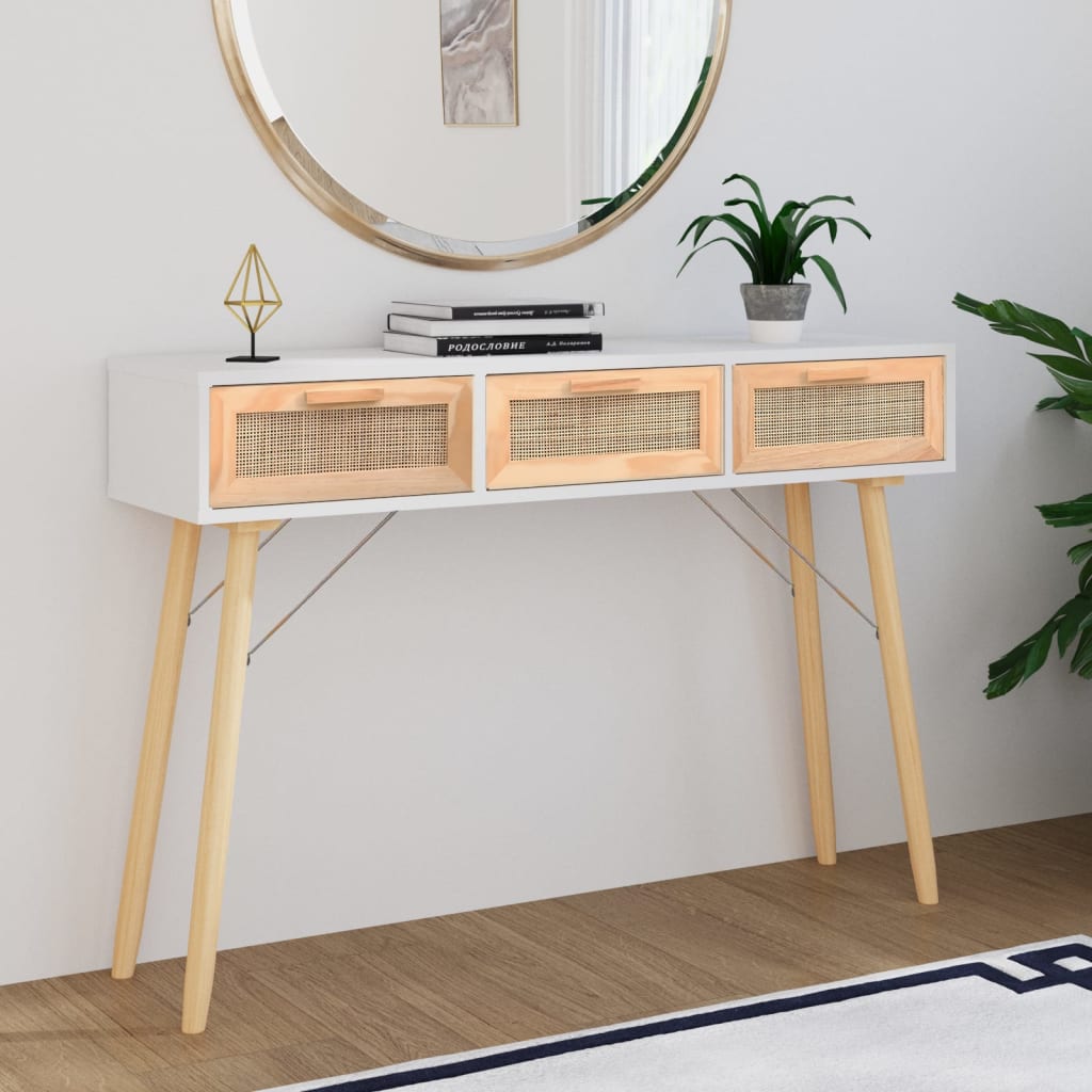 8720287102502_m_en_hd_1 Provira Wandtafel 105x30x75 cm massief grenenhout en natuurlijk rattan - Image 1