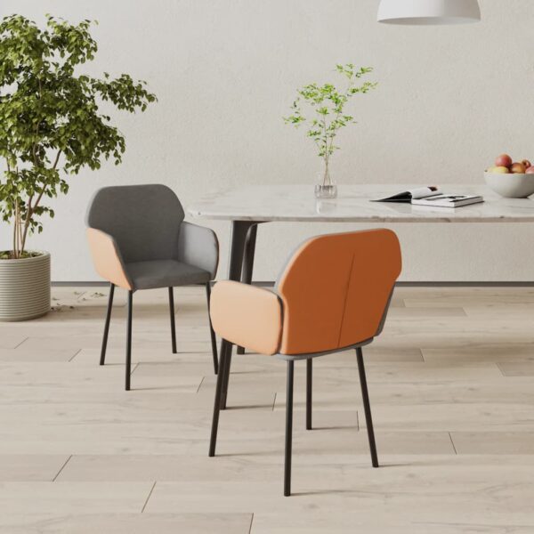 Provira Eetkamerstoelen 2 st stof en kunstleer lichtgrijs