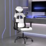 Provira Massage gamestoel kunstleer wit en zwart