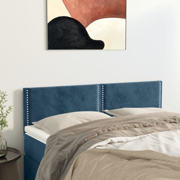 Provira Hoofdborden 2 st 72x5x78/88 cm fluweel donkerblauw