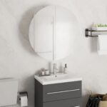 Provira Badkamerkast met ronde spiegel en LED 47x47x17,5 cm wit