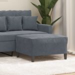 Provira Voetenbank 70x55x41 cm fluweel donkergrijs
