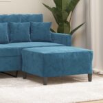 Provira Voetenbank 70x55x41 cm fluweel blauw