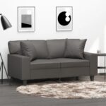 Provira Sierkussens 2 st 40x40 cm kunstleer grijs