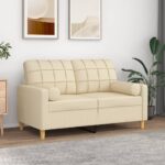 Provira Sierkussens 2 st 15x50 cm stof crèmekleurig